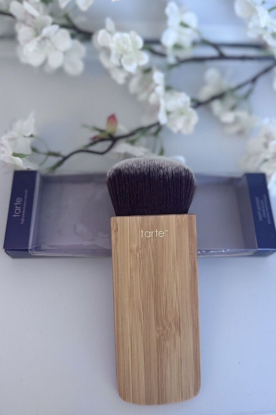 Tarte Swirl Power Cheek Brush Contour Bronzer Blush Bamboo Handle NIB